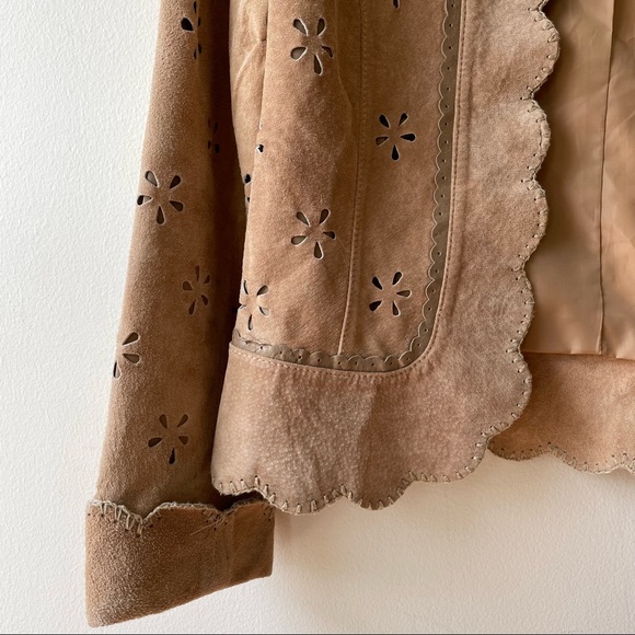 Margaret Godfrey Vintage Laser Cutout Suede Leather Jacket - Picture 3 of 11